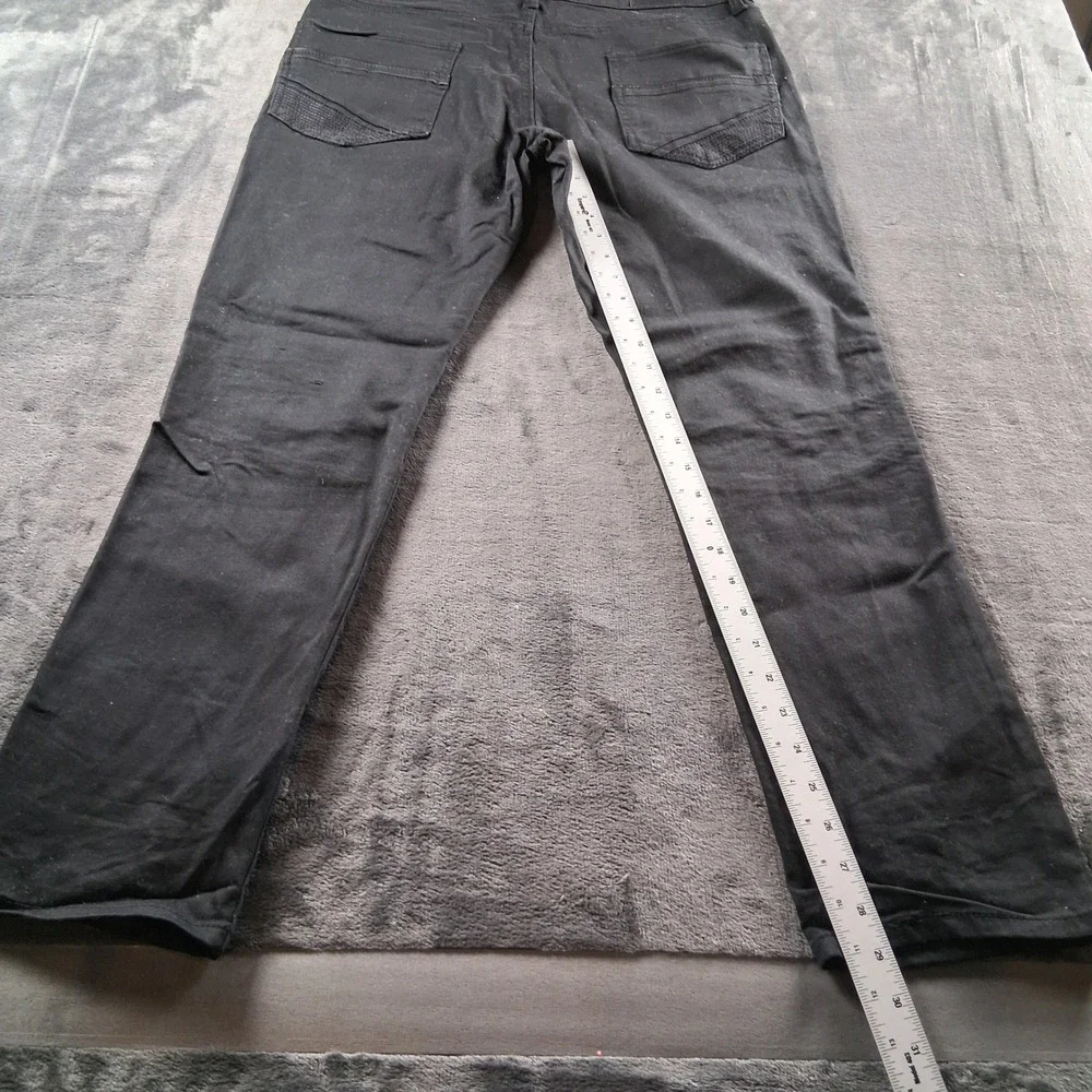 Free World Denim Jeans Mens 35x31 Black Moto Knee Panel Straight Leg Pants